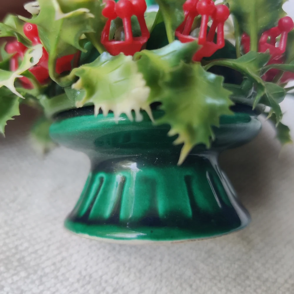 Vintage Inarco Christmas Pixie Elf on Holly Berry Figurine 4.5